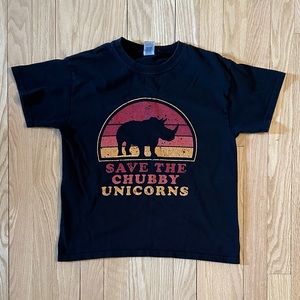 Save the Chubby Unicorns Youth T-Shirt, Black, Size M